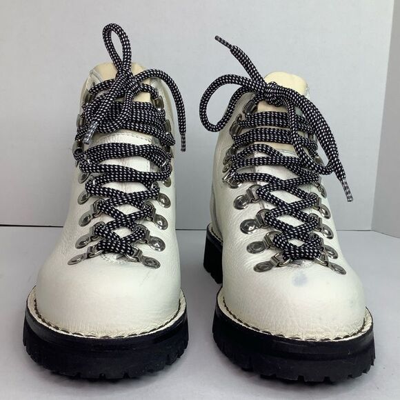 PROENZA SCHOULER White Leather Lug Sole Cord Ankle Combat Hiking Boot 37/US 6.5 - Picture 5 of 15
